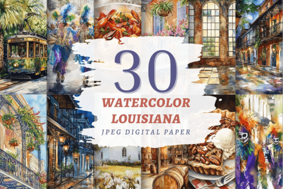 Download Watercolor Louisiana Papers JPEG - Jpeg Collection