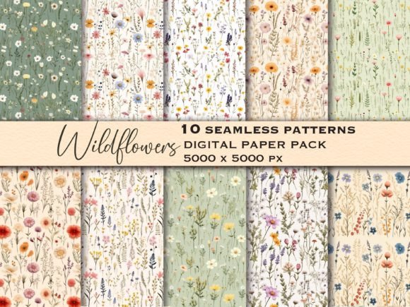 Download Wildflowers Seamless Pattern Floral Set - Pattern floral Collection